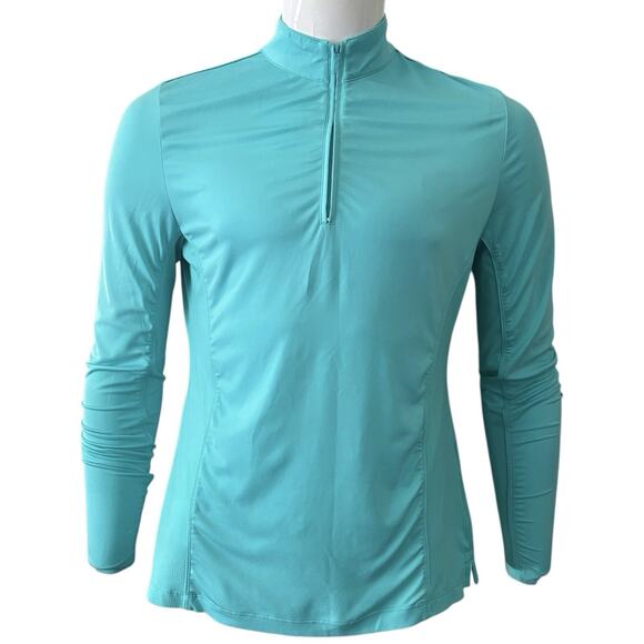Peter Millar Women Sz M Element Wicking 1/4 Zip Long Sleeve Golf Blue 200 Club - Picture 1 of 3